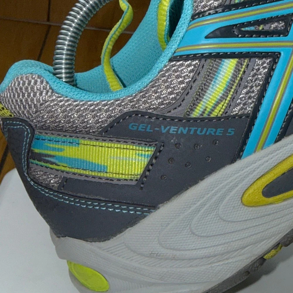 Asics Gel-Venture 5 Womens 11 Grey Blue Yellow Trail Running Shoes‎ T5N8N